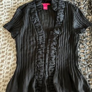 y2k sheer mesh button blouse